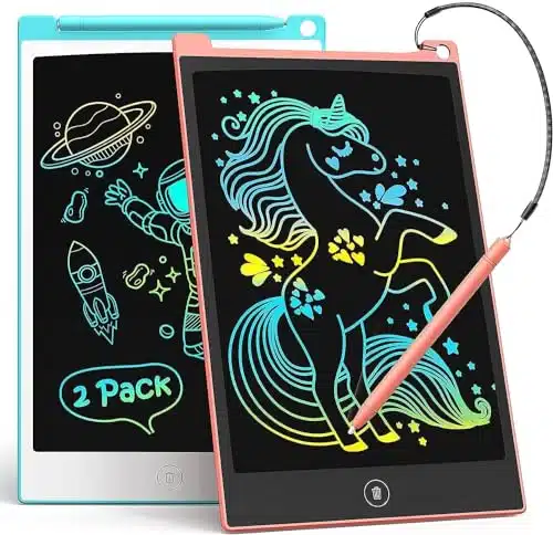 TECJOE Pack LCD Writing Tablet, Inch Colorful Doodle Board Drawing Tablet for Kids, Kids Travel Games Activity Learning Toys Birthday Gifts for Year Old Boys and Girls Toddlers