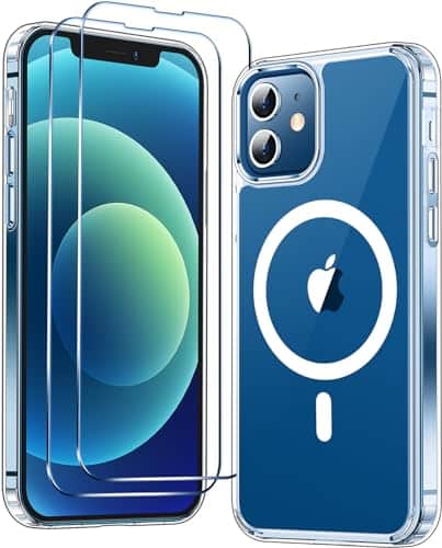 Temdan for iPhone Case for iPhone Pro Case,[Compatible with Magsafe][Pcs Glass Screen Protector] [Not Yellowing] Slim Thin Shockproof Phone Case Transparency Clear