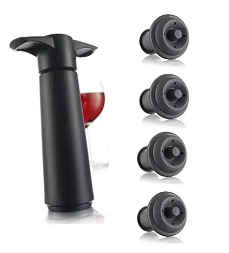 Vacu Vin Wine Saver Pump Black with Vacuum Wine Stopper   Keep Your Wine Fresh for up to Days   Pump Stoppers   Reusable   Made in the Netherlands