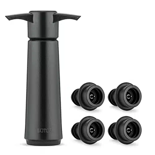 WOTOR Wine Saver Pump with Vacuum Stoppers, Wine Stopper, Wine Preserver, Reusable Bottle Sealer Keeps Wine Fresh, Ideal Wine Accessories Gift