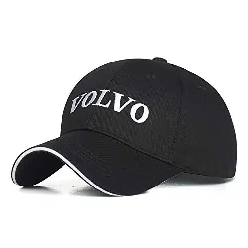 Westion Car Logo Embroidered Black Color Adjustable Baseball Caps for Men and Women Hat Travel Cap Car Racing Motor Hat (fit Volvo New)