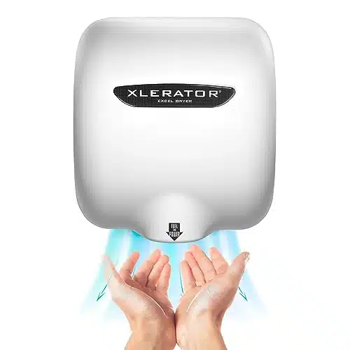 XLERATOR XL BW Automatic High Speed Hand Dryer with White Thermoset (BMC)Cover and Noise Reduction Nozzle, A, V
