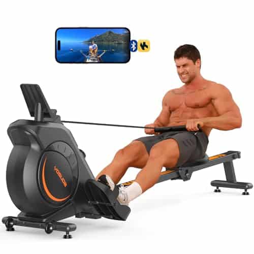 YOSUDA Magnetic Rowing Machine LB Weight Capacity Foldable Rower for Home Use with LCD Monitor, Tablet Holder and Comfortable Seat Cushion
