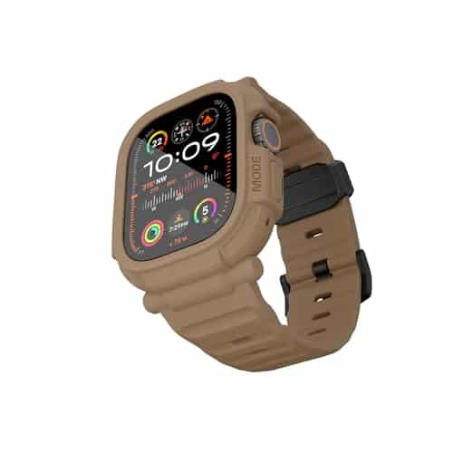 elkson Made for Apple Watch Ultra Band case mm Screen Protector Tempered Glass, Quattro Pro Series Rugged for iWatch bumper strap, Military Grade Durable Protective Cover, Shock Proof, Tan