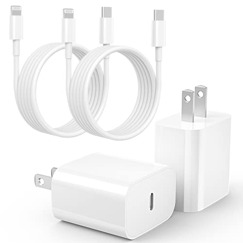 i Phone Charger Fast Charging [MFi Certified], Pack  PD USB C Wall Charger Block with FT Type C to Lightning Cables Compatible with iPhone XSXRX iPad,White