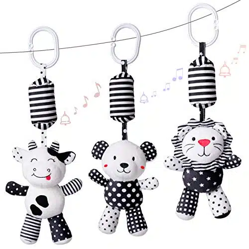 rolimate Baby Toy Cartoon Animal Stuffed Hanging Rattle Toys, Baby Bed Crib Car Seat Travel Stroller Soft Plush Toys with Wind Chimes, Best Birthday Gift for Newborn onth