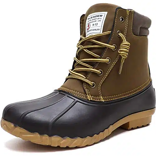 ALEADER Duck Boots Men Insulated Waterproof Winter Boots Cold Weather Water Snow Boots Tan