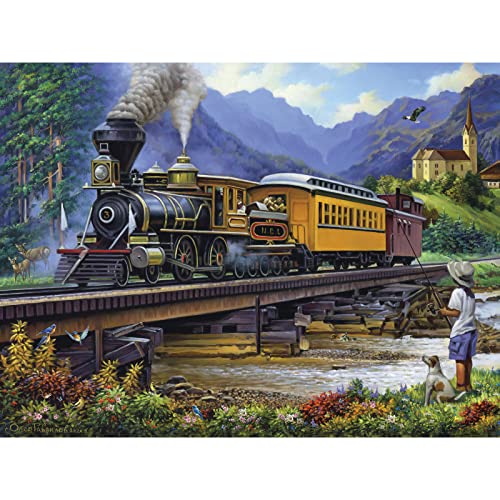 Bits and Pieces   Piece Jigsaw Puzzle for Adults   X   Old Stream Train   pc Large Piece Countryside Vintage Train Jigsaw by Artist Oleg Gavrilov