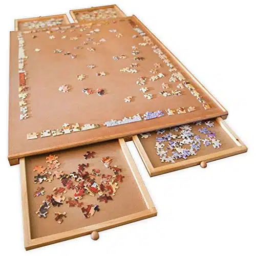 Bits and Pieces   Piece Puzzle Board with Drawers   Jumbo Wooden Puzzle Plateau  Portable Puzzle Table x   Tabletop Deluxe Jigsaw Puzzle Organizer and Puzzle Storage System  G