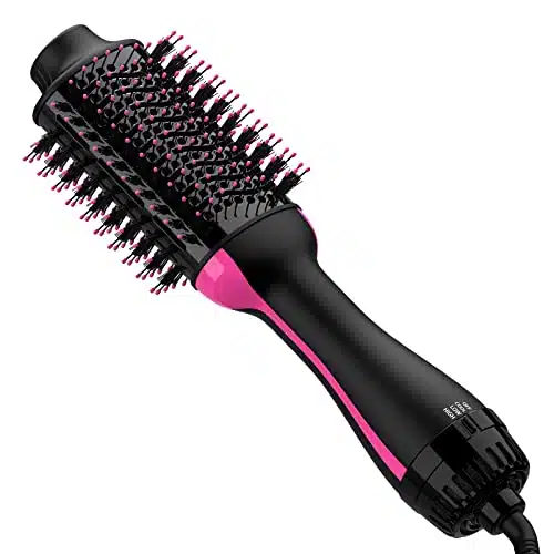 Hair Dryer and Blow Dryer Brush in One, in Hair Dryer and Styler Volumizer with Negative Ion Anti frizz Ceramic Titanium Barrel Hot Air Straightener Brush M Oval Shape, BlackP