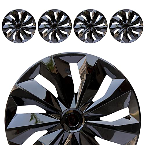Hubcap Wheel Cover Replacement RHub Caps Universal Wheel Rim Cover ABS Material Exterior Accessories Snap On Car Truck SUV Set of (Inch,Black)