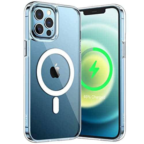 JETech Magnetic Case for iPhone Pro Max Inch Compatible with MagSafe Wireless Charging, Shockproof Phone Bumper Cover, Anti Scratch Clear Back (Clear)