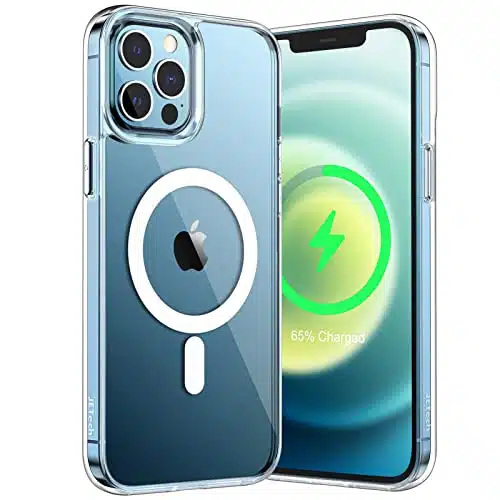 JETech Magnetic Case for iPhone Pro Max Inch Compatible with MagSafe Wireless Charging, Shockproof Phone Bumper Cover, Anti Scratch Clear Back (Clear)