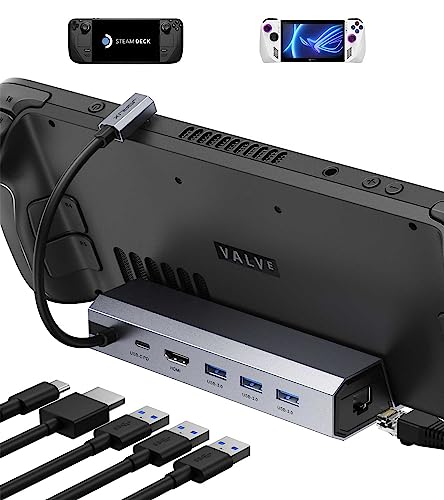 JSAUX Docking Station for Steam DeckROG Ally, in Steam Deck Dock with HDMI K@Hz, Gigabit Ethernet, B A and USB C Charging Port, Compatible with Steam Deck OLED HB