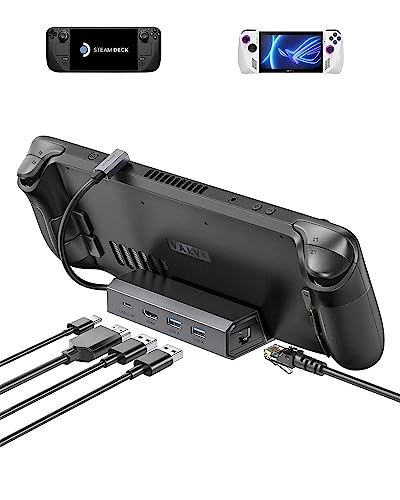 JSAUX Docking Station for Steam DeckROG Ally, in Steam Deck Dock with HDMI K@Hz, bps Ethernet, Dual USB A and USB C Charging Compatible with Steam Deck OLED HB