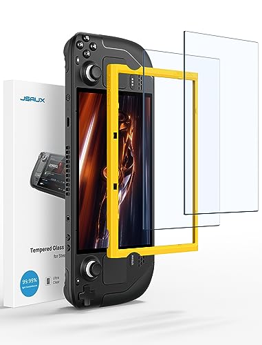 JSAUX Pack Steam Deck Screen Protector, Ultra HD Glass Protector H Hardness Easy to Install with Guiding Frame Scratch Resistant Tempered Glass for Steam DeckSteam Deck OLED, 