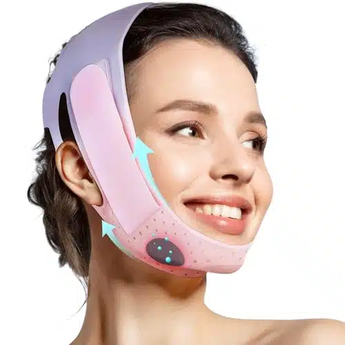JUSRON V Line Face Tape Face Strap, Soft Silicone Chin Strap for Women and Men Inches (Pink)