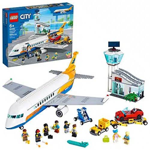LEGO City Passenger Airplane , with Radar Tower, Airport Truck with a Car Elevator, Red Convertible, Passenger and Airport Staff Minifigures, Plus a Baby Figure (Pieces)