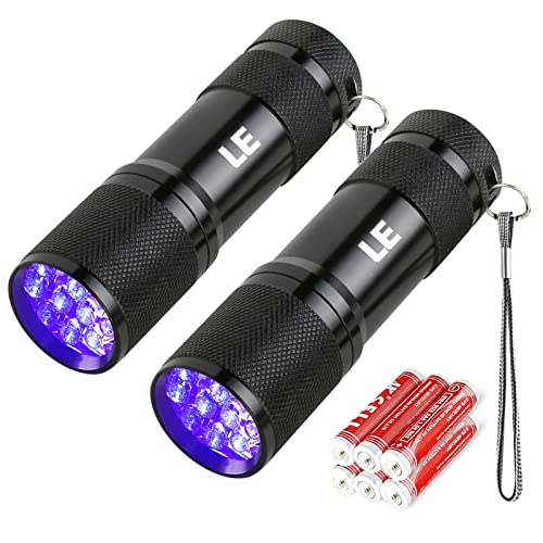Lighting EVER Black Light Flashlight, Small UV Lights nm, Portable Ultraviolet Light Detector for Invisible Ink Pens, Dog Cat Pet Urine Stain, AAA Batteries Included