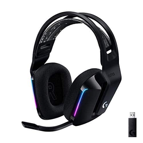 Logitech GLightspeed Wireless Gaming Headset with Suspension Headband, Lightsync RGB, Blue VO!CE mic technology and PRO G audio drivers   Black