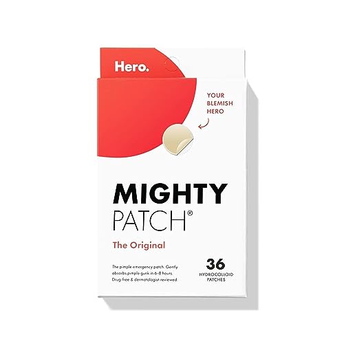 Mighty Patch Original from Hero Cosmetics Hydrocolloid Acne Pimple Patch for Covering Zits and Blemishes, Spot Stickers for Face and Skin, Vegan friendly and Not Tested on A