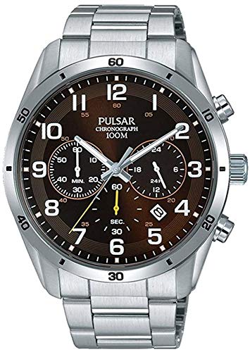 Pulsar Gents Stainless Steel Brown Face Chrono PTX