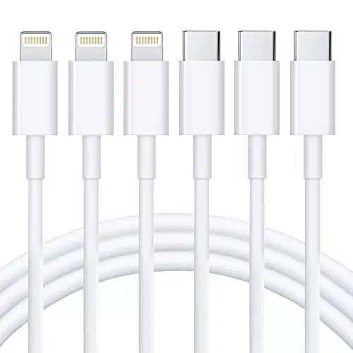 RCTech USB C to Lightning Cable Pack FT [MFi Certified] iPhone Fast Charger Cable USB C Power Delivery Charging Cord for iPhone XSXRXiPad, White