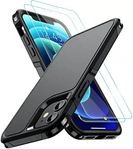 SPIDERCASE Designed for iPhone CaseiPhone Pro Case, [FT Military Grade Drop Protection] [with pcs Tempered Glass Screen Protector] Protective Cover for iPhone Pro (Black)