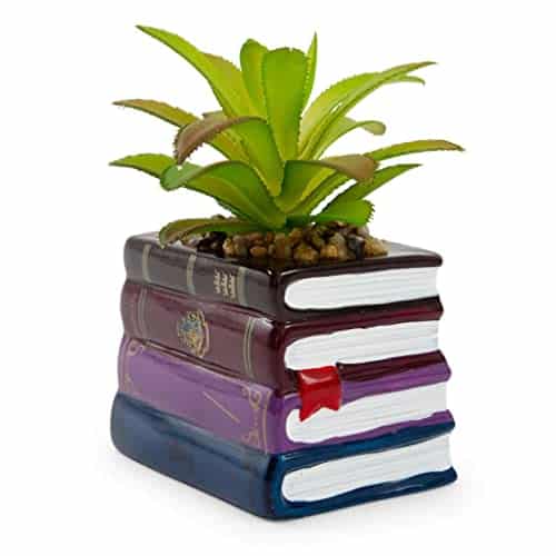 Silver Buffalo Harry Potter Book Stack Inch Ceramic Planter with Artificial Succulent