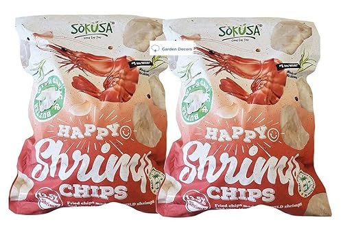 Sokusa Happy Shrimp Chips Fried Chips Made from Wild Shrimps and Sustainable Palm Oil oz g (Two Bags), ounces,