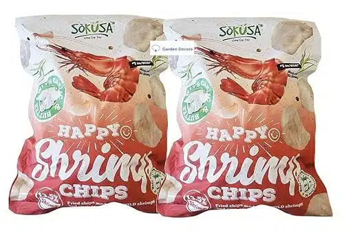 Sokusa Happy Shrimp Chips Fried Chips Made from Wild Shrimps and Sustainable Palm Oil oz g (Two Bags), ounces,