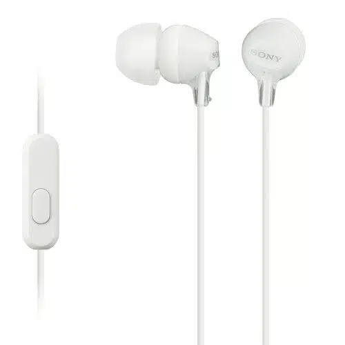 Sony Lightweight Deep Bass Stereo Monitor Earbud Headphones with in line Mic & Remote for Android Phones (White)