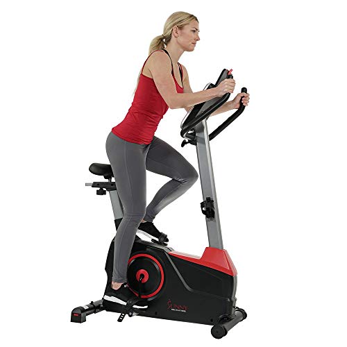 Sunny Health & Fitness Evo Fit Stationary Upright Bike with Level Electro Magnetic Resistance   SF BBlackRed
