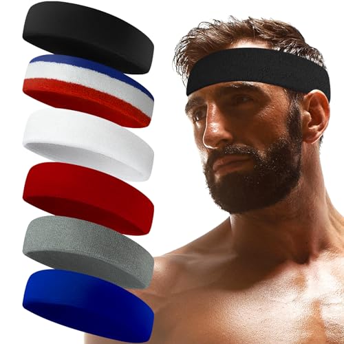 Sweatbands Sports Headband for Men & Women Terry Cloth Moisture Wicking Sports Towel Headband for Tennis, Basketball, Running, Gym, and Fitness Working Out