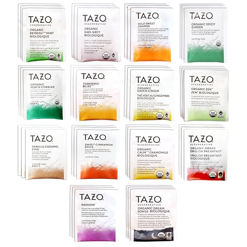 Tazo Tea Bags Sampler Assortment Variety Pack Gift Box ( Count ) Different Flavors Gifts for Her Him Women Men Tea Lovers Couples Family Friends Coworker