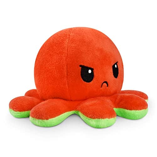 TeeTurtle   The Original Reversible Octopus Plushie   Red + Green   Cute Sensory Fidget Stuffed Animals That Show Your Mood, inch