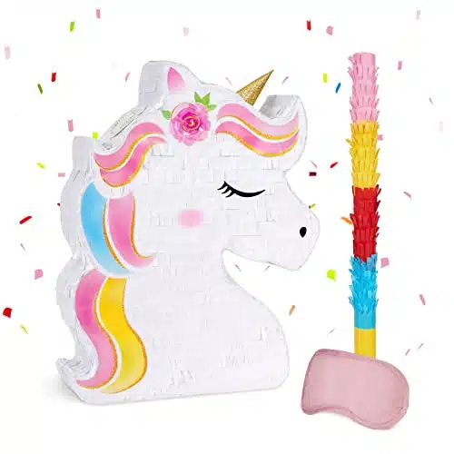 Unicorn Pinata   Unicorn Party Supplies Pinata Bundle with Blindfold and Bat for Girls Kids Rainbow Unicorn Theme Birthday Party Game Decorations (x x )