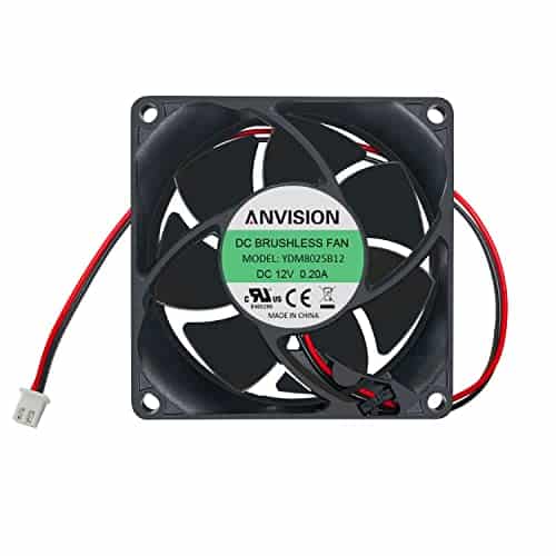 ANVISION mm x mm DC V Brushless Cooling Fan, Dual Ball Bearing, Pin