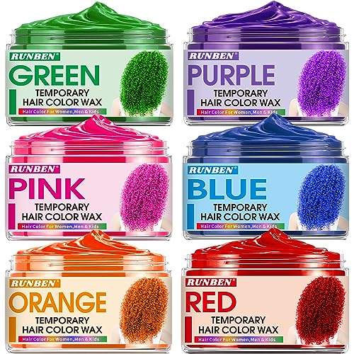 Color Temporary Hair Color Wax, Stocking Stuffers for Kids, Blue Green Purple Pink Orange Red Hair Dye Natural Instant Hair Wax Color,DIY Temporary Hair Color for Kids Women M