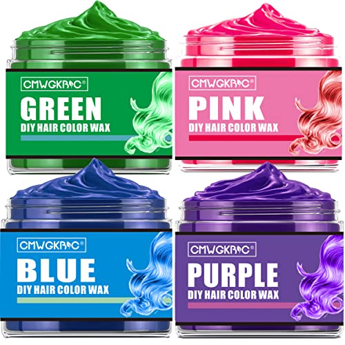 Colors Temporary Hair Color Wax,Blue Purple Pink Green Hair Dye Color Wax Washable Natural Instant Hair Color Cream for DIY Hairstyle for Kids Men Women Halloween Party