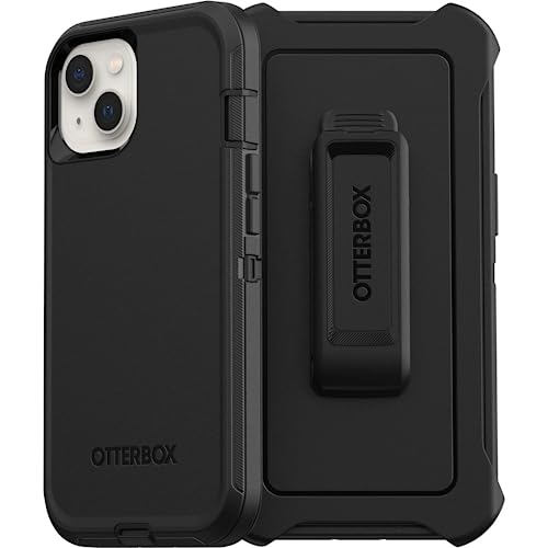 OtterBox iPhone (ONLY) Defender Series Case BLACK, rugged & durable, with port protection, includes holster clip kickstand